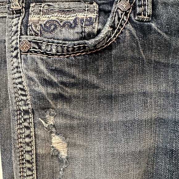 EUC Silver Jeans McKenzie Flap Bootcut  Distressed Embroidery Pocket Sz 29/L32 - Picture 3 of 9
